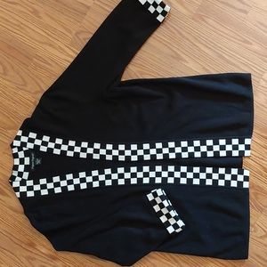 Open Front Cardigan, BW Checks, Sz L